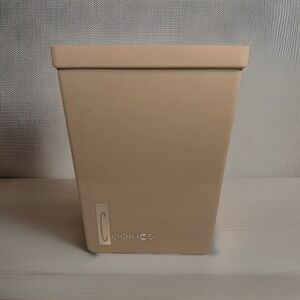 Vintage Plastic Cookie Jar Canister Square Tan Kitchen Storage Retro MCM Style